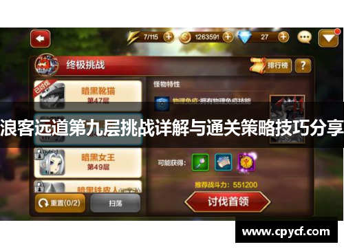 浪客远道第九层挑战详解与通关策略技巧分享